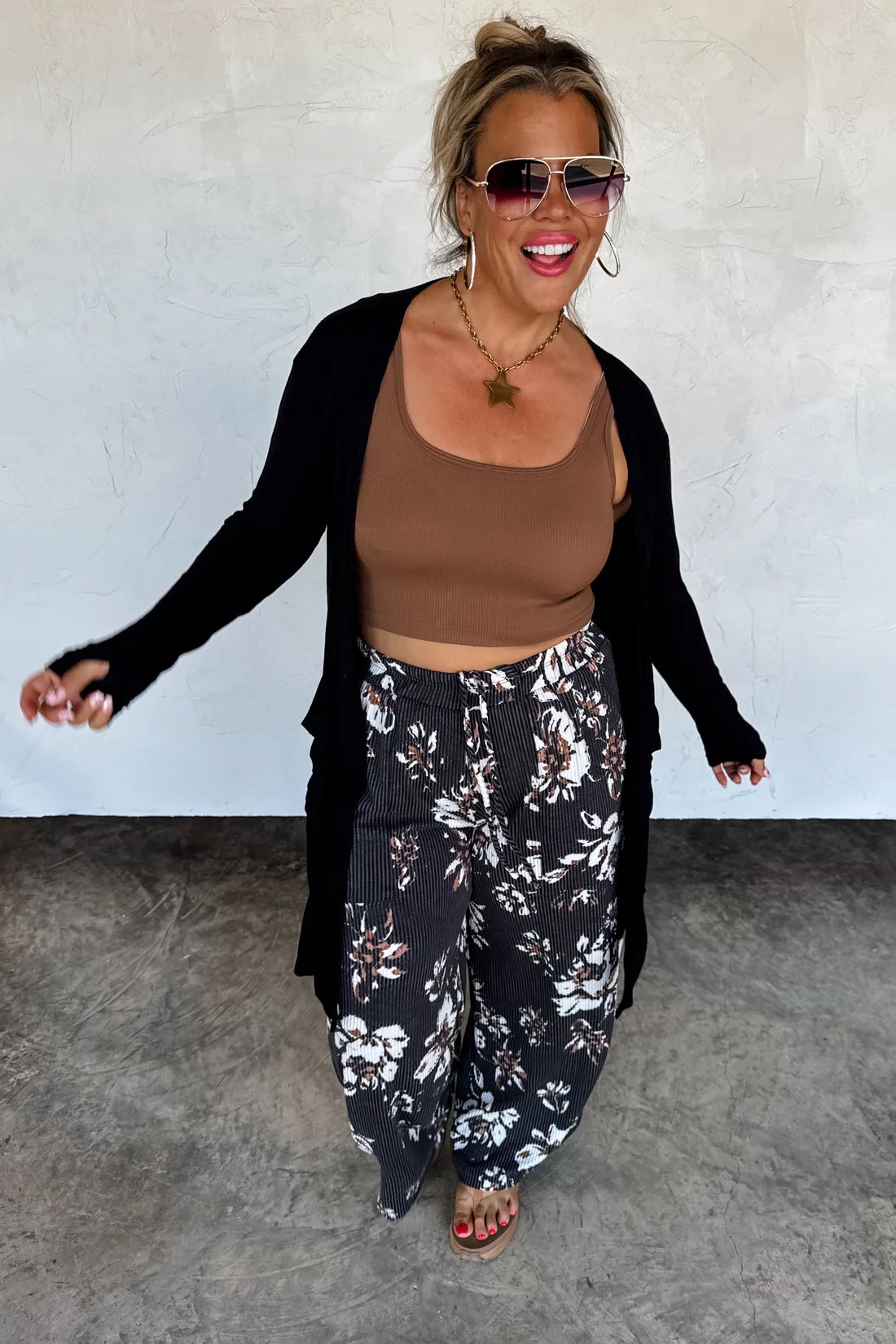 FLORAL RIBBED PANTS BY BLAKELEY- ETA MID SEPT