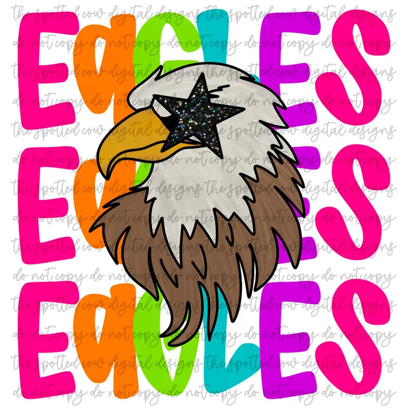 EAGLES- NEON STACKED MASCOT TEES- COMFORT COLORS