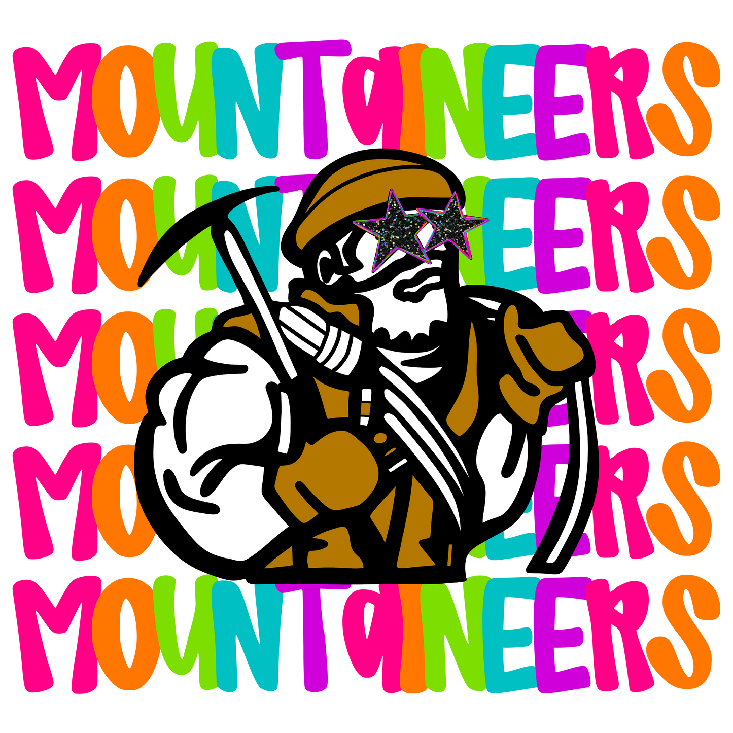 MOUNTAINEERS- NEON STACKED MASCOT TEES- COMFORT COLORS