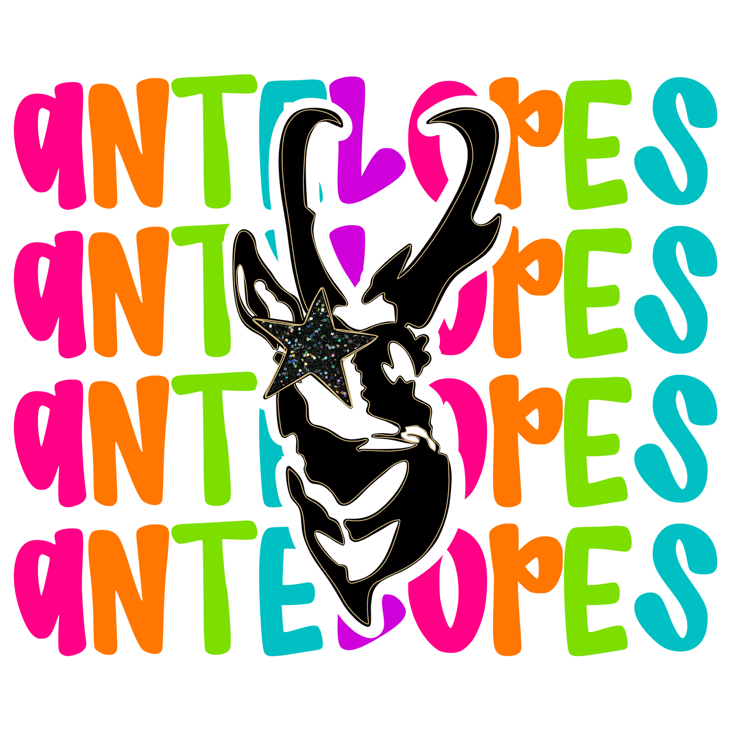 ANTELOPES- NEON STACKED MASCOT TEES- COMFORT COLORS