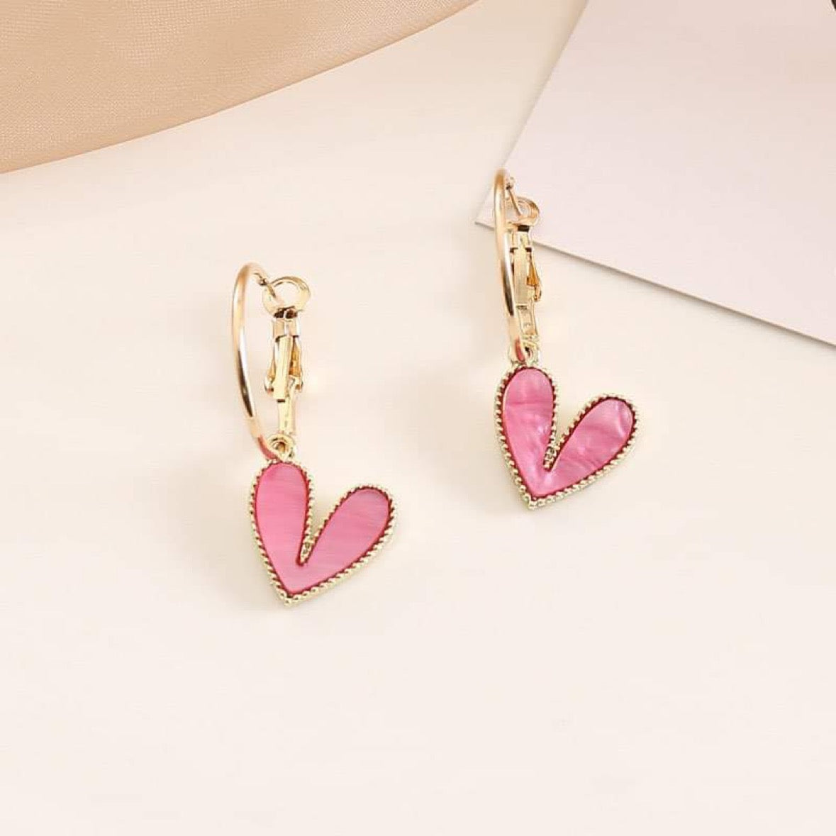 Girls heart drop earrings- rts