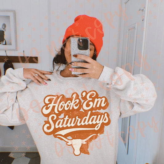 ULTRA VINTAGE COLLEGE -T-Shirts/SWEATSHIRT- HOOK EM