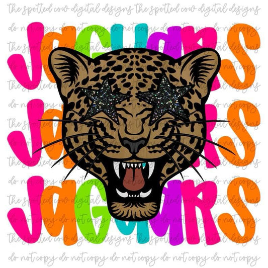 JAGUARS-  NEON STACKED MASCOT TEES-  COMFORT COLORS