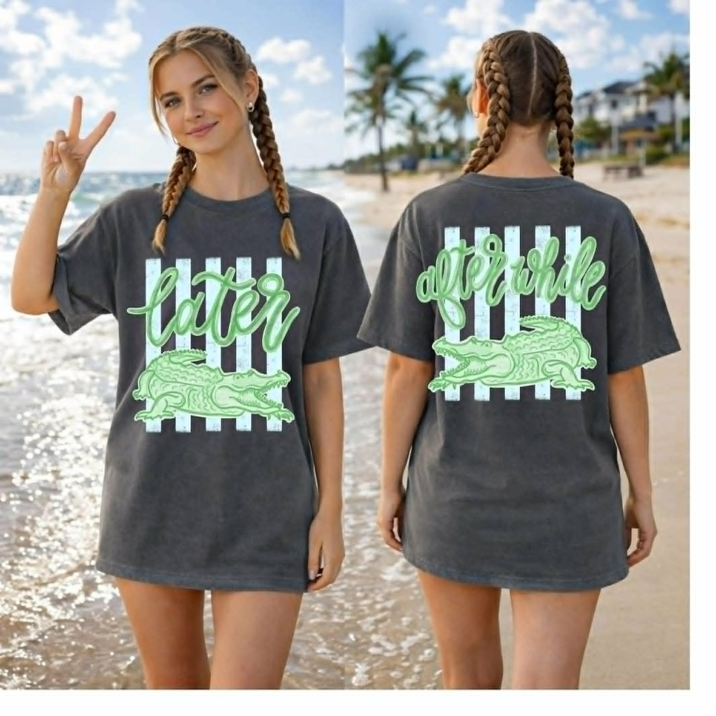 LATER GATOR- COMFORT COLOR TEE- BACK/FRONT DESIGN