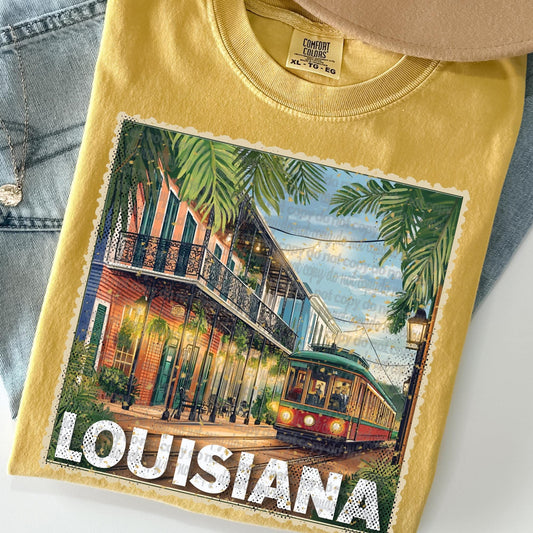 Louisiana   "Stamp"State T-shirt- Comfort Colors