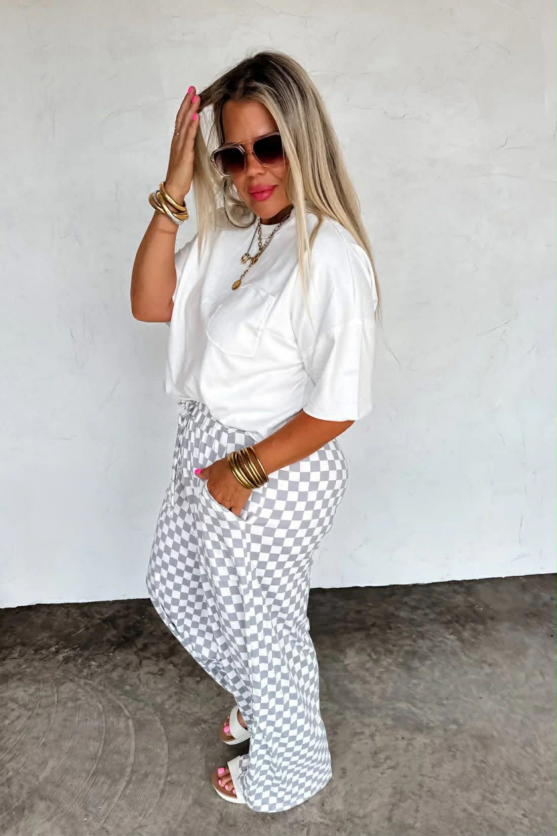 BLAKELEY CLOUD CHECK PANTS   SIZE SMALL/MED  RUNS TTS W LOTS OF STRETCH