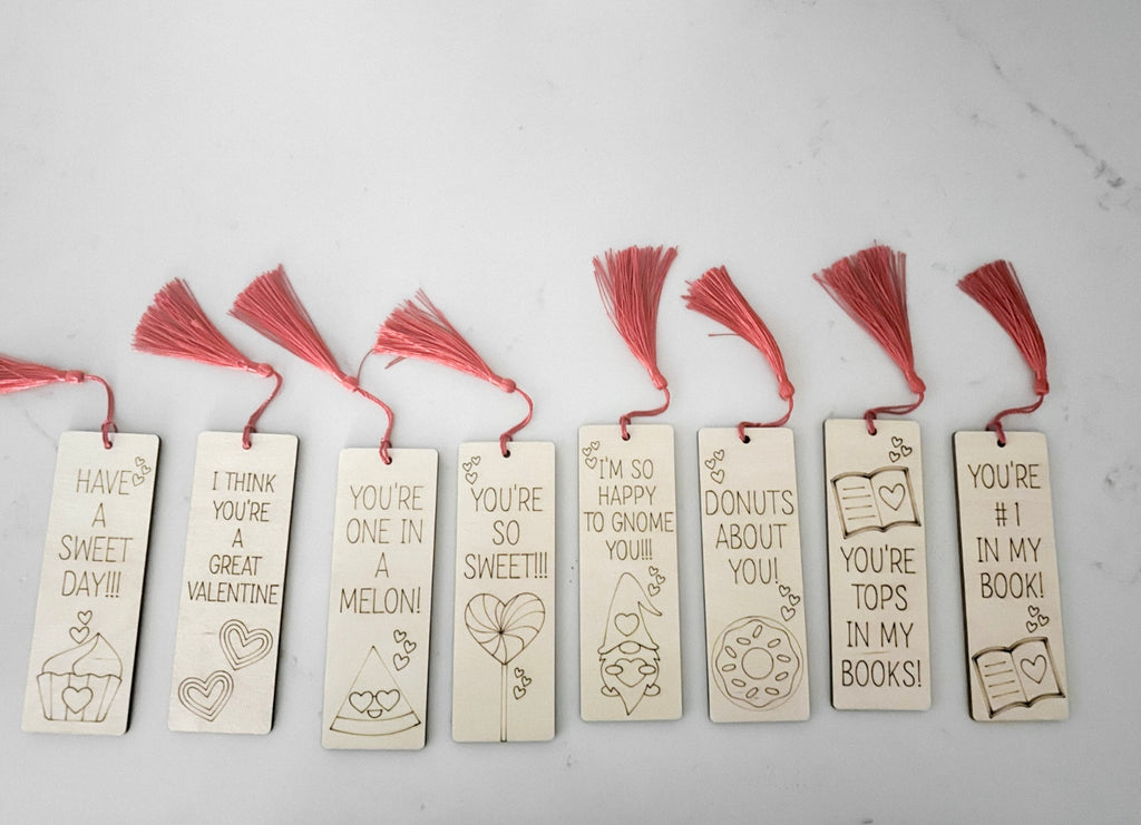 Valentine Bookmarks with red tassel (laser)