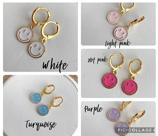 Smiley drop earrings- rts