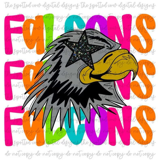 Falcons- NEON STACKED MASCOT TEES-  COMFORT COLORS