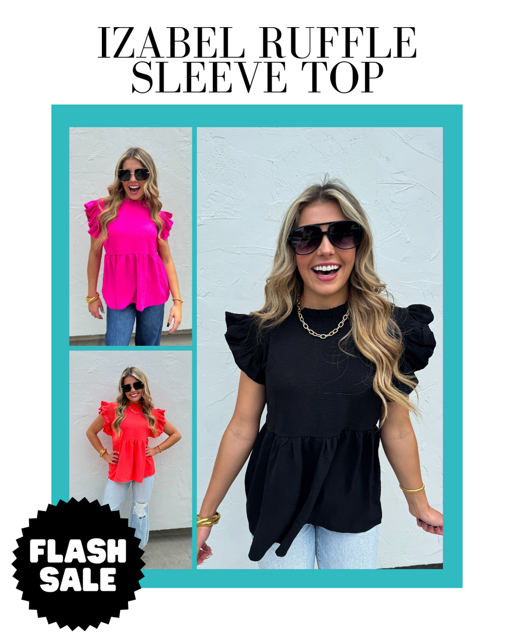 Izabel Ruffle Sleeve Top- rts