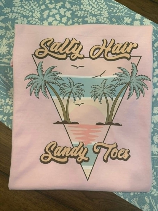 SALTY HAIR- SANDY TOES TEE - COMFORT COLOR -LARGE