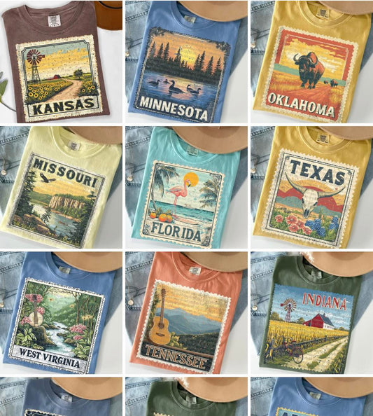 RI "Stamp" State  T-shirt- Comfort Colors