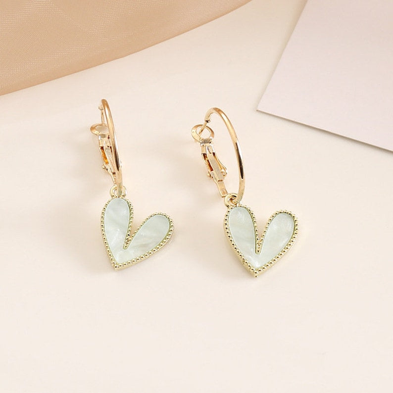 Girls heart drop earrings- rts