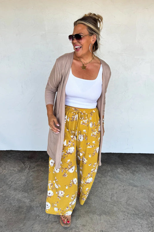 FLORAL RIBBED PANTS BY BLAKELEY-  ETA MID SEPT