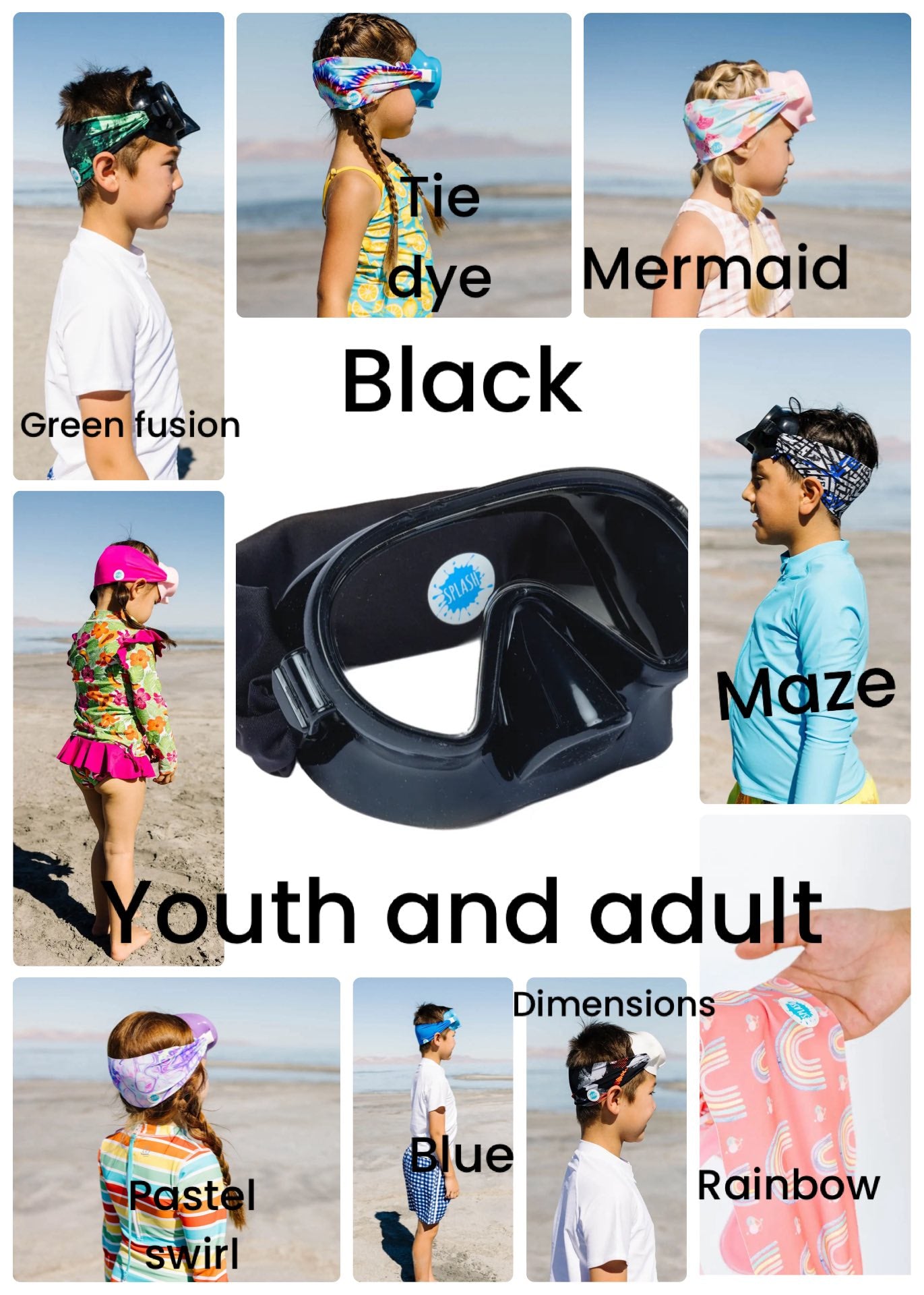 Swim Goggles- mask style= MAZE STYLE- FITS 8YR OLD -ADULTS   - RTS