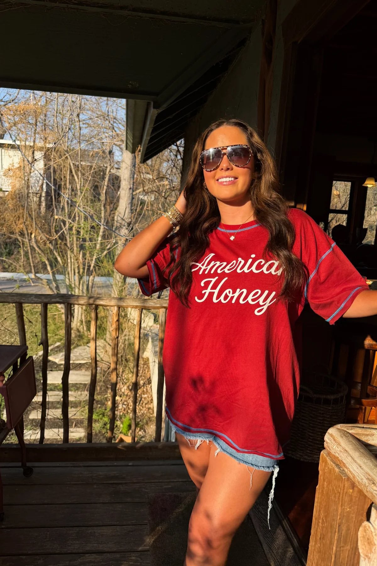 AMERICAN HONEY BY BLAKELEY- ALL AMERICAN OVERSIZED TEE- LATE MAY