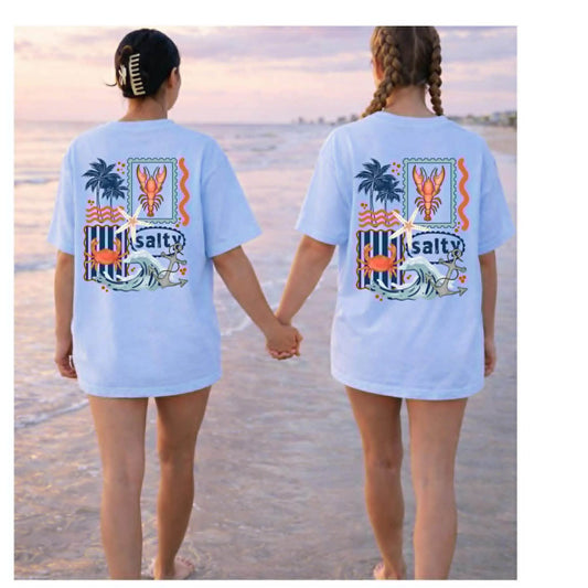 SALTY COLLAGE TEES-  FRONT/BACK DESIGN