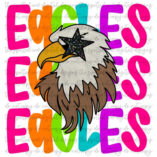 EAGLES- NEON STACKED MASCOT TEES-  COMFORT COLORS