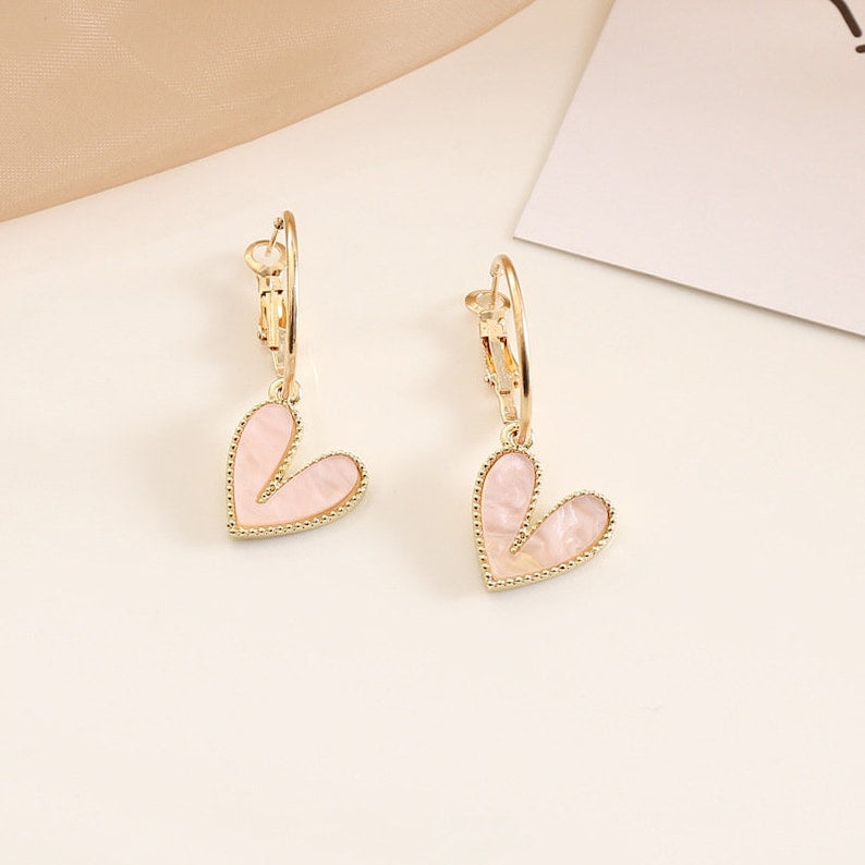 Girls heart drop earrings- rts