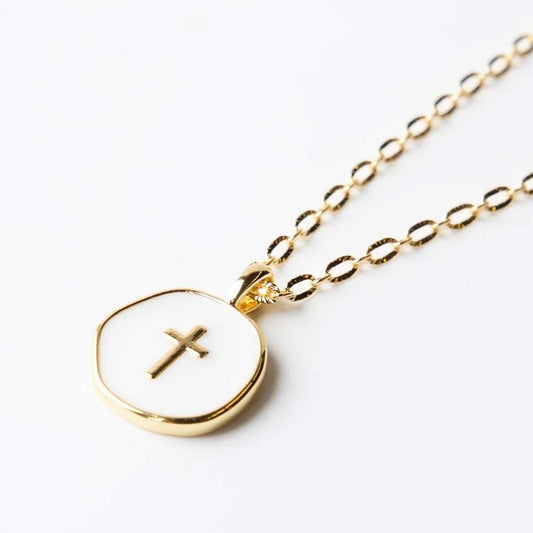 Faith over fear  cross necklace -rts.  We include a gift box