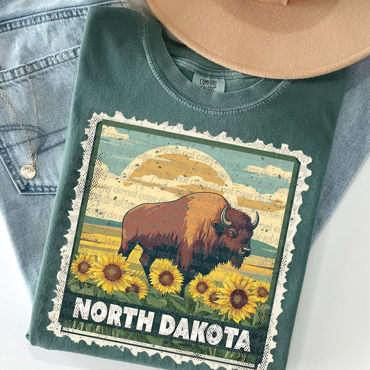 North Dakota "Stamp" State T-shirt- Comfort Colors