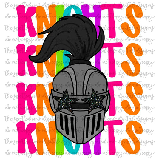 KNIGHTS-  NEON STACKED MASCOT TEES-  COMFORT COLORS