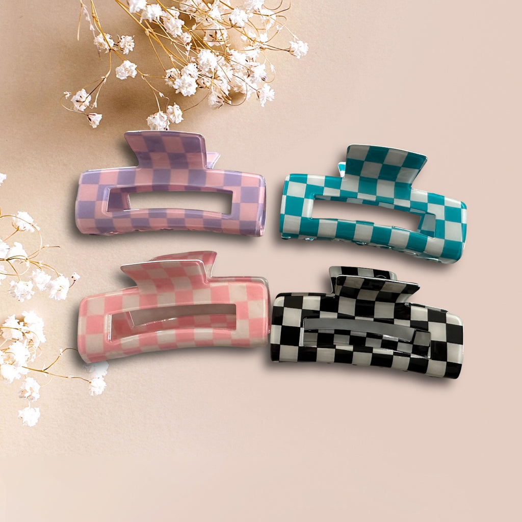 Checkered Claw Clips 4 piece set   RTS