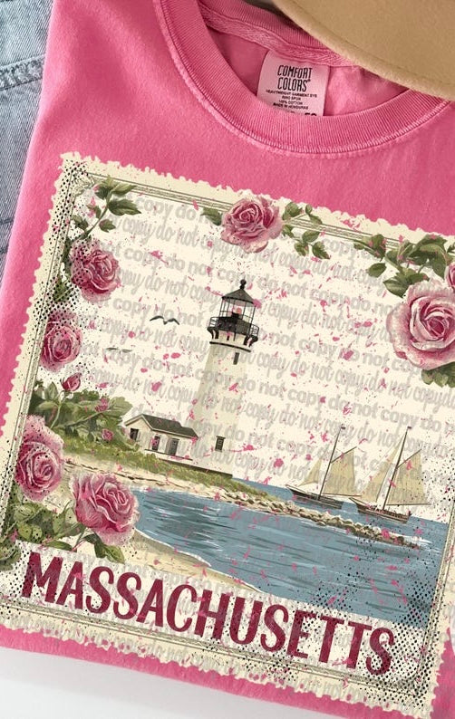 MASSACHUTES  "Stamp" State T-shirt- Comfort Colors
