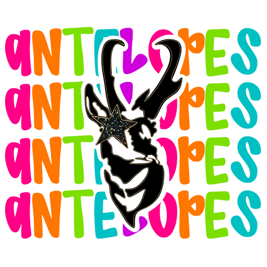 ANTELOPES- NEON STACKED MASCOT TEES-  COMFORT COLORS