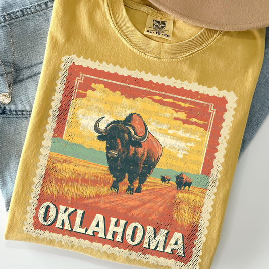Oklahoma "Stamp" State T-shirt- Comfort Colors