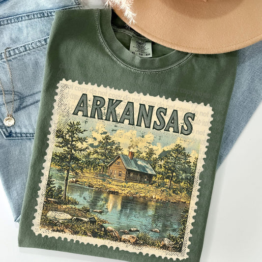 Arkansas "Stamp" State T-shirt- Comfort Colors