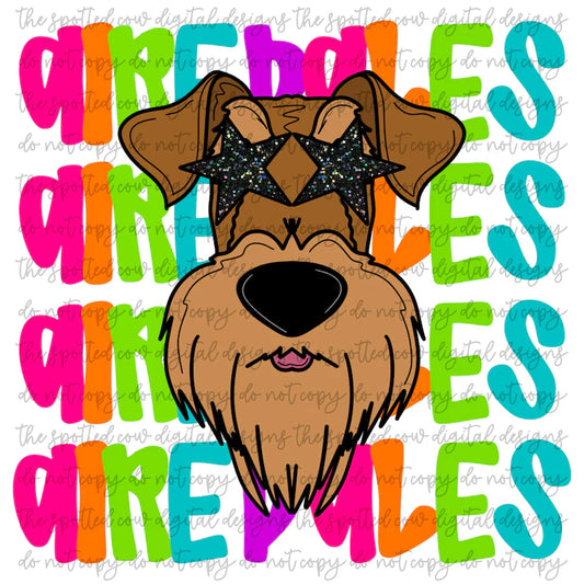 Airedales   NEON STACKED MASCOT TEES-  COMFORT COLORS
