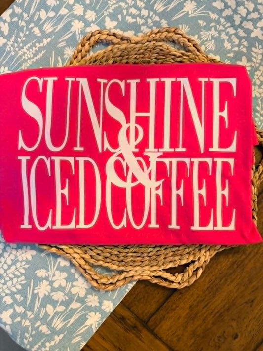 ICED COFFEE- GILDAN LARGE HOT PINK TEE