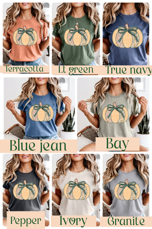 GINGHAM  FALL PUMPKIN T-SHIRT