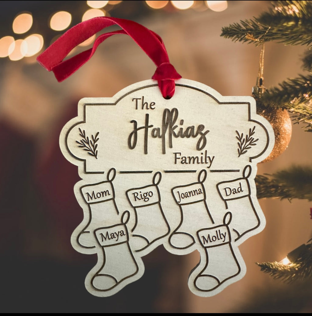 Family Stocking ornaments- laser