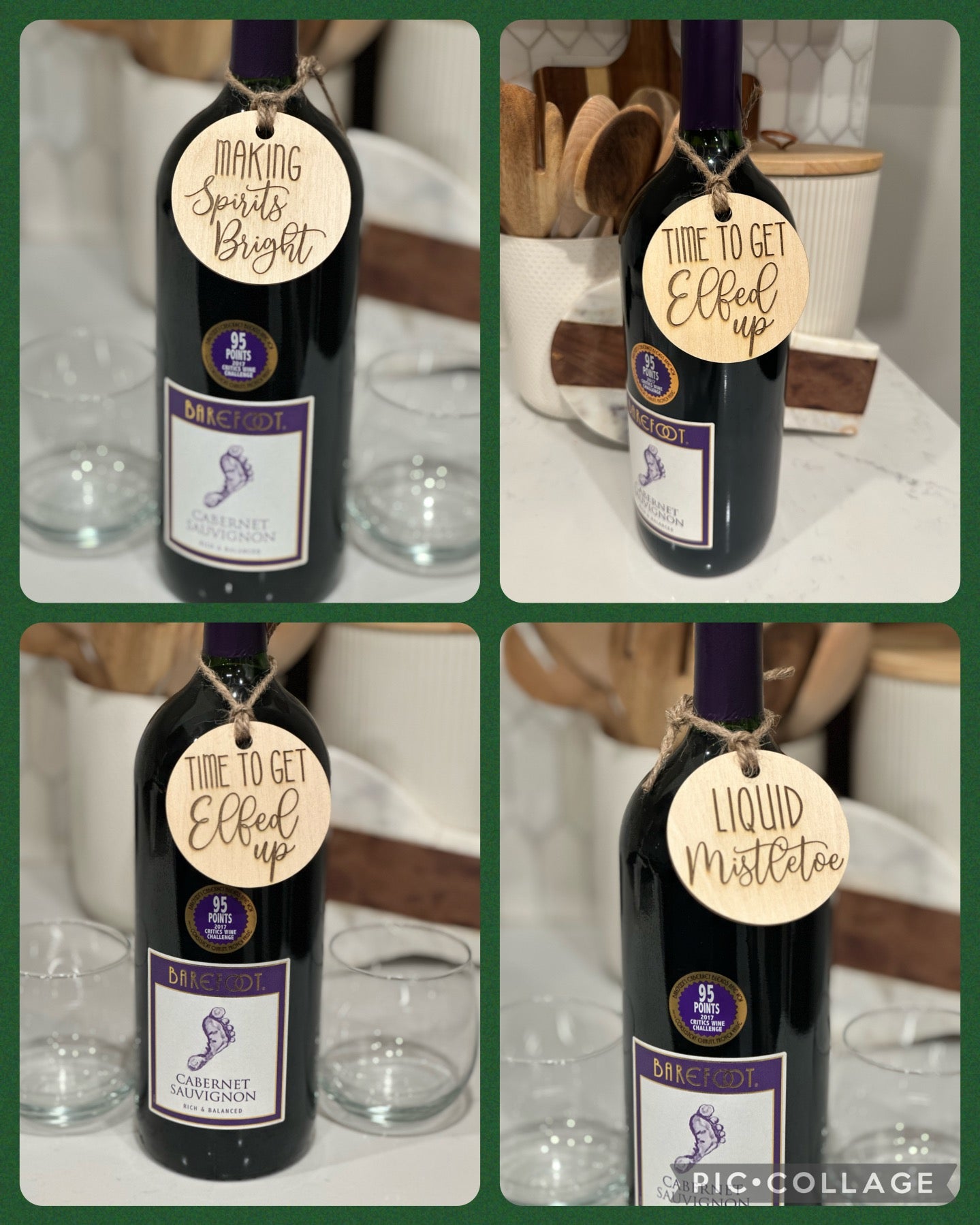 wood wine tags - laser   5 pack