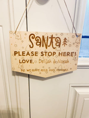 Santa stop here door sign (laser