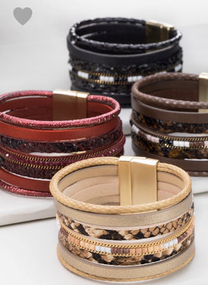 Faux leather band bracelet